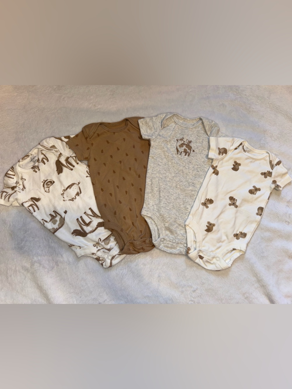 Carter's Neutral Animal-Print Baby One-Piece Set - Brown, Gray, Cream